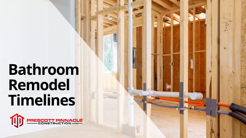 blog header with "Bathroom Remodel Timelines" and the PPC logo in the foreground: the background features a bathroom remodel in progress